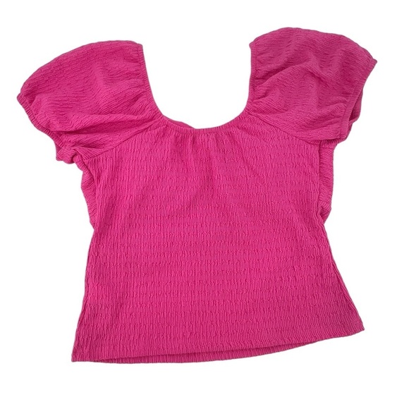 No Boundaries Pink Short Sleeve Crop Key Hole Top Size Large Women’s - Picture 3 of 5